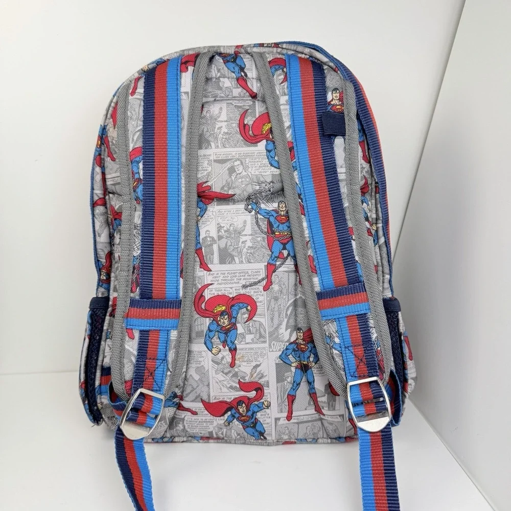 Pottery Barn Kids Superman Mackenzie Large Backpack Gray Blue Bottle Pockets